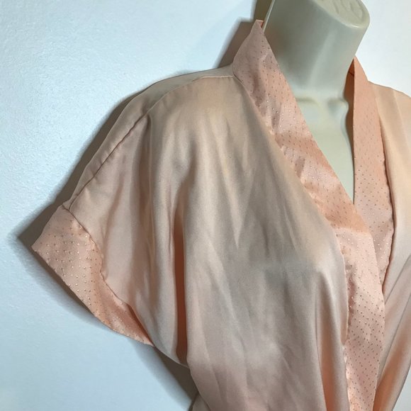 Vintage 70's Bathrobe Satin Silky Supri Drink Mix OS One Size Light Pink Kimono - Picture 5 of 8